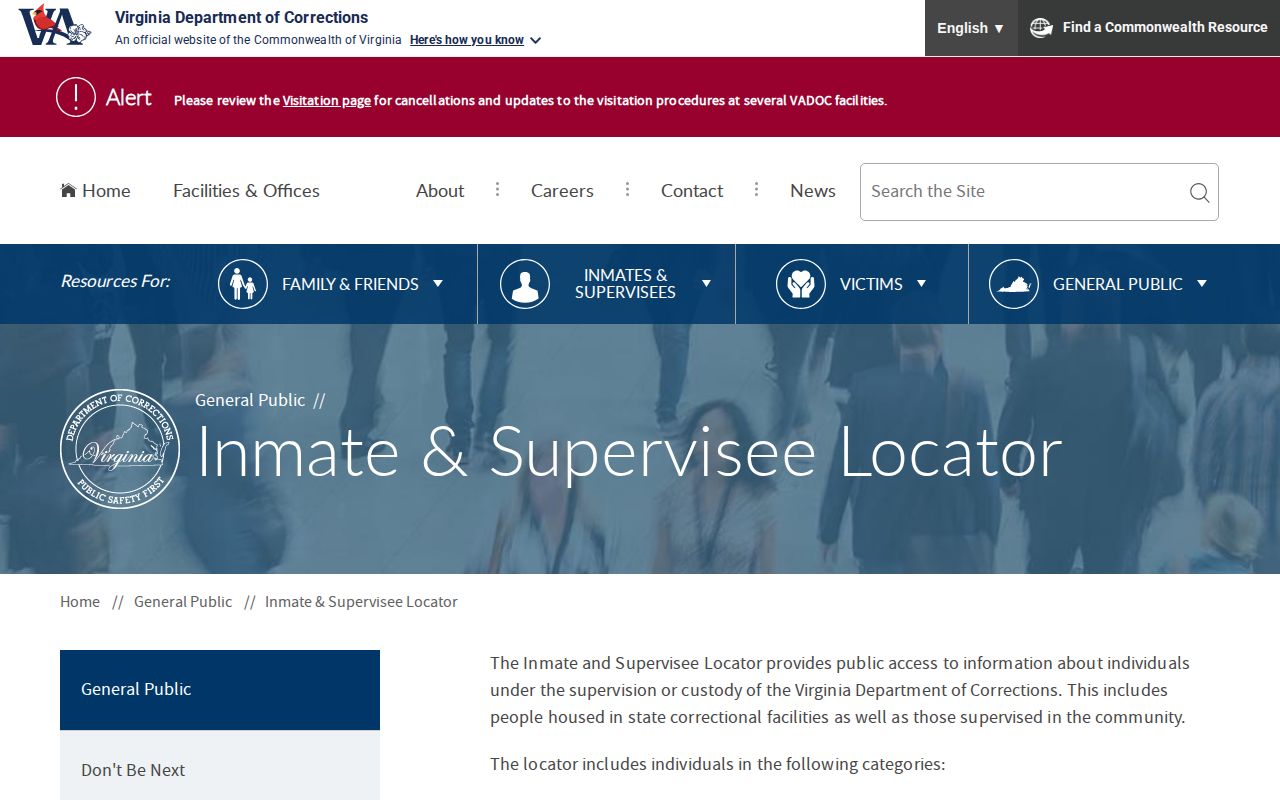 Virginia Department of Corrections locator for Northampton County state custody records